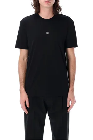 Givenchy Tops, Heren, Zwart, S, Katoen, Zwart T-shirt met 4G borduurwerk