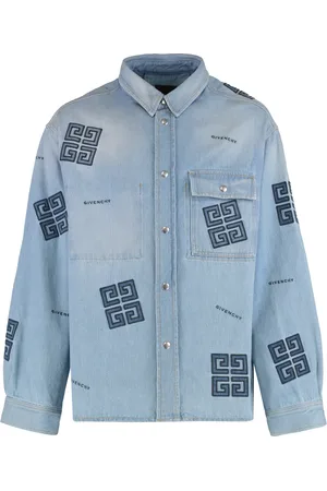 Givenchy Overhemden, Heren, Blauw, L, Denim, Stijlvol Denim Overhemd met Voorzak