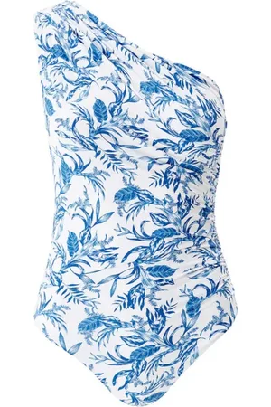 Melissa Odabash Badkleding, Dames, Blauw, S, Blauw Blad One Shoulder Badpak SPF 40+