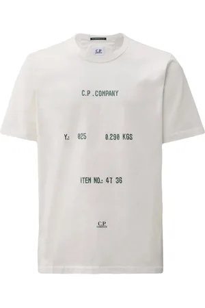 C.P. Company Tops, Heren, Wit, L, Katoen, Grafische Print Katoenen T-shirt Wit