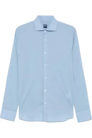 FEDELI Overhemden, Heren, Blauw, L, Katoen, Lichtblauw overhemd met lange mouwen