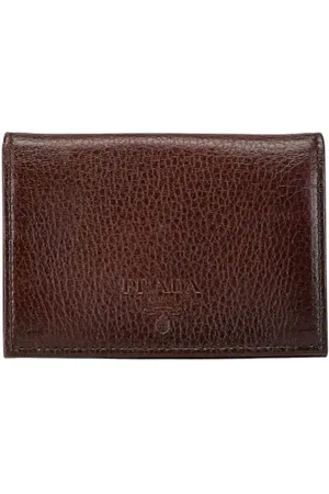Prada Pre-owned, Heren, Bruin, ONE Size, Leer, Tweedehands leren portemonnees