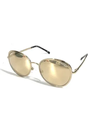 CHANEL Pre-owned, Dames, Geel, ONE Size, Pre-owned Metal sunglasses
