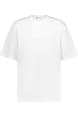Marni Tops, Heren, Wit, M, Katoen, Logo Geborduurd Oversized T-shirt