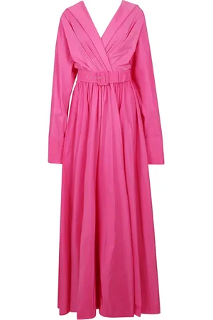 RHEA COSTA Kleedjes, Dames, Roze, S, Elegante V-hals Lange Jurk