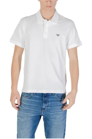 Emporio Armani Tops, Heren, Wit, L, Gebreide Polo Shirt voor Mannen