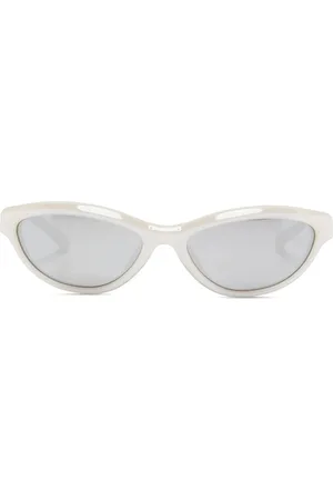 Jacquemus Accessoires, Dames, Wit, ONE Size, Beige Logo Print Gebogen Bril