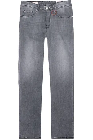 sartoria tramarossa Jeans, Heren, Grijs, W33, Katoen, Grijze Katoenen Michelangelo Jeans met Gebruikt Effect