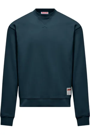 Invicta Sweatshirts & Hoodies, Heren, Blauw, 3Xl, Katoen, Blauwe Fleece Ronde Hals Sweater
