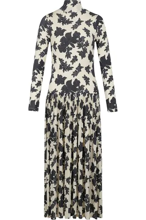 ULLA JOHNSON Kleedjes, Dames, , L, Monarch Print Midi Jurk