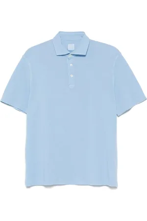 FEDELI Tops, Heren, Blauw, XL, Katoen, Blauw Katoenen Poloshirt met Knopen