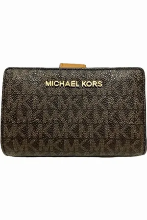 Michael Kors Pre-owned, Dames, Bruin, ONE Size, Leer, Pre-owned Canvas wallets