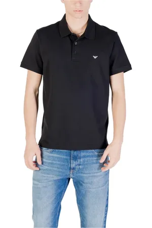 Emporio Armani Tops, Heren, Zwart, M, Katoen, Korte mouw polo voor heren