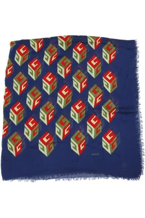 Gucci Pre-owned, Dames, Blauw, ONE Size, Pre-owned Silk scarves