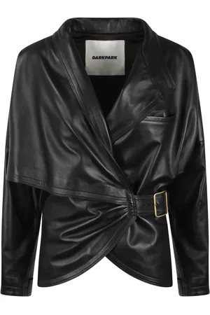 DARKPARK Jassen, Dames, Zwart, S, Asymmetrische Nappa Leren Jas