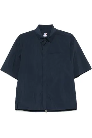 K-Way Overhemden, Heren, Blauw, L, Blauwe Rits Shirt met Zakken