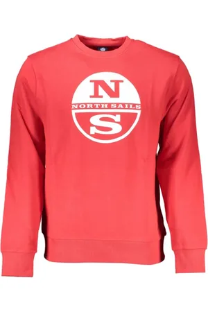 North Sails Sweatshirts & Hoodies, Heren, Rood, L, Katoen, Geborsteld Katoenen Sweatshirt met Bedrukt Logo