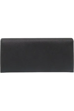 Prada Pre-owned, Dames, Zwart, ONE Size, Leer, Tweedehands leren portemonnees