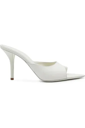 Gia Borghini Schoenen, Dames, Wit, 40 EU, Roomwitte leren sandalen met logo