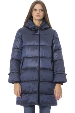 BALDININI Mantels, Dames, Blauw, S, Lange gewatteerde jas met externe zakken