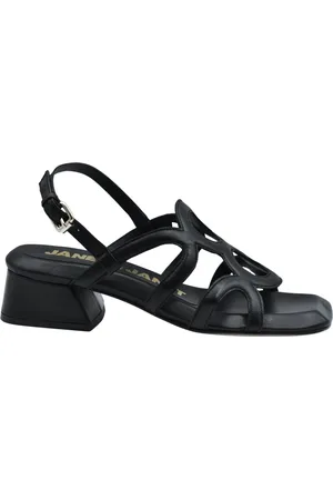 Janet&Janet Schoenen, Dames, Zwart, 38 EU, Zwarte Vetersandalen voor Vrouwen
