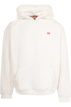 Diesel Sweatshirts & Hoodies, Heren, Wit, XL, Katoen, Witte Katoenen Hoodie Sweater