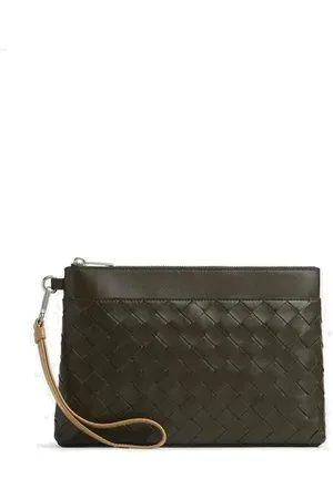 Bottega Veneta Tassen, Dames, Groen, ONE Size, Leer, Groene Clutch Tas Prism Ontwerp