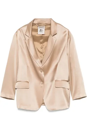 SEMICOUTURE Jassen, Dames, Bruin, S, Beige Knoopjas met Zakken