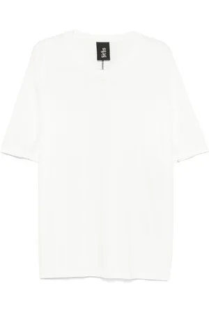 THOM KROM Tops, Heren, Wit, L, Witte Patch Detail T-shirts en Polo