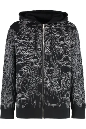 Givenchy Sweatshirts & Hoodies, Heren, Zwart, L, Katoen, Geborduurde Rits Hoodie