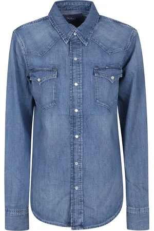 Ralph Lauren Blouses & Shirts, Dames, Blauw, L, Blauw Shirt Kanariewas Stijlvol
