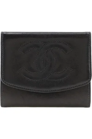 CHANEL Pre-owned, Dames, Zwart, ONE Size, Leer, Tweedehands leren portemonnees