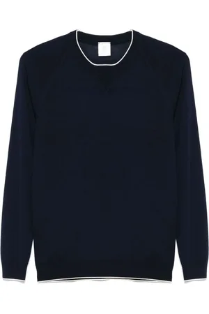 ELEVENTY Truien, Heren, Blauw, 2Xl, Wol, Blauwe Wol Crew Neck Sweater