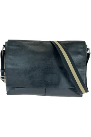 Coach Pre-owned, Heren, Blauw, ONE Size, Leer, Tweedehands leren schoudertassen