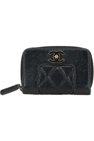 CHANEL Pre-owned, Dames, Zwart, ONE Size, Leer, Tweedehands leren portemonnees