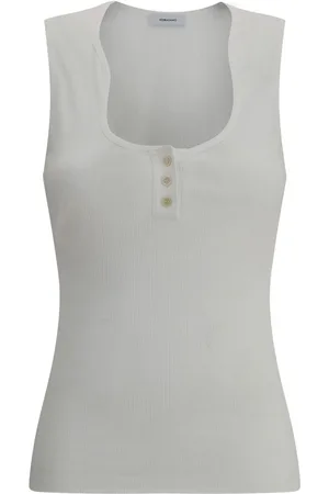 Salvatore Ferragamo Tops, Dames, Wit, M, Elegante Geribbelde Tanktop
