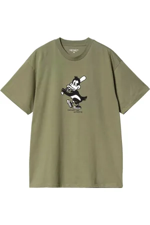 Carhartt Tops, Heren, Groen, XS, Katoen, Groene Katoenen T-shirt Home Run