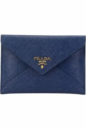 Prada Pre-owned, Dames, Blauw, ONE Size, Leer, Tweedehands leren portemonnees