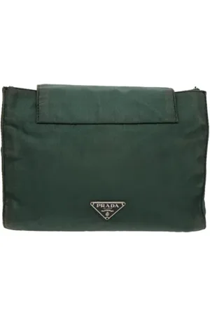 Prada Pre-owned, Dames, Groen, ONE Size, Nylon, Pre-owned Leather pouches