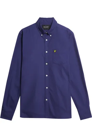 Lyle & Scott Overhemden, Heren, Paars, S, LS Geweven Overhemden Plain Oxford Overhemd