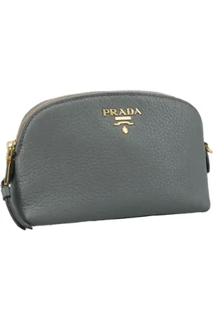 Prada Pre-owned, Dames, Grijs, ONE Size, Leer, Pre-owned Leather pouches