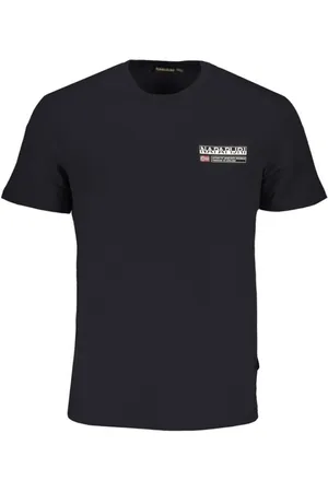 Napapijri Tops, Heren, Zwart, M, Katoen, Zwart Katoen Logo Print T-Shirt