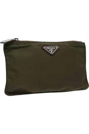 Prada Pre-owned, Dames, Bruin, ONE Size, Nylon, Pre-owned Nylon pouches