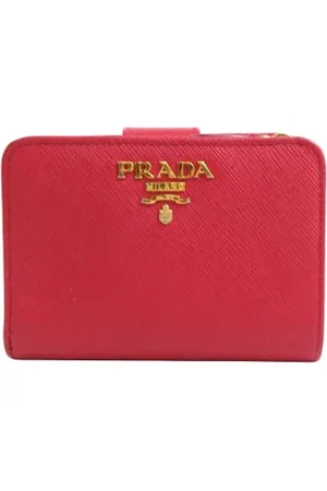 Prada Pre-owned, Dames, Rood, ONE Size, Leer, Tweedehands leren portemonnees