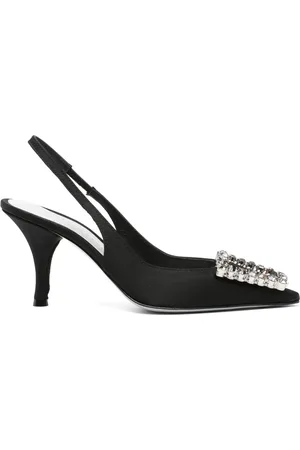 ROBERTO FESTA Schoenen, Dames, Zwart, 39 EU, Satijn, Zwarte Satijnen Slingback Stiletto Hakken