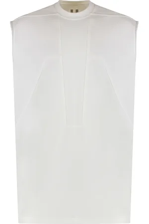 Rick Owens Tops, Heren, Wit, XS, Katoen, Geribbeld Katoenen Tanktop