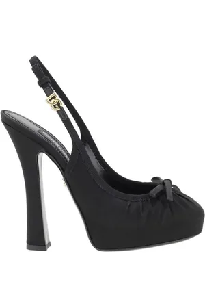 Dolce & Gabbana Schoenen, Dames, Zwart, 36 1/2 EU, Satin Bow Slingback Pumps