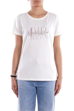 Liu Jo Tops, Dames, Wit, XL, Katoen, Sport Logo Front T-shirts en Polo
