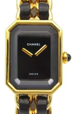 CHANEL Pre-owned, Dames, Zwart, ONE Size, Leer, Pre-owned Metal watches