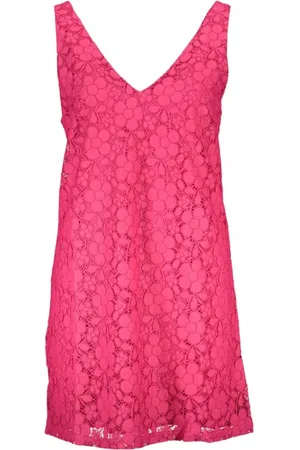 Desigual Kleedjes, Dames, Roze, S, Roze Viscose V-Hals Jurk